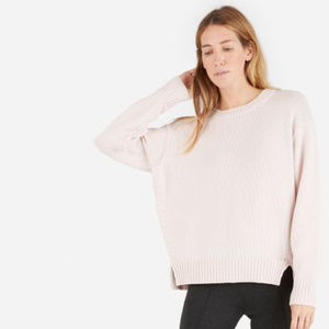 Everlane Pale Pink Chunky Knit Cotton Crew Sweater